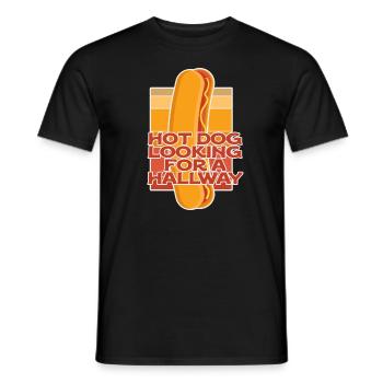 Hot Dog auf der Suche nach einem Flur - Männer T-Shirt - Schwarz - Vorne - AI Model Male 178 light (178cm)
