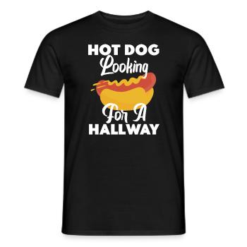Hot Dog auf der Suche nach einem Flur - Männer T-Shirt - Schwarz - Vorne - AI Model Male 178 light (178cm)