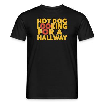 Hot Dog auf der Suche nach einem Flur - Männer T-Shirt - Schwarz - Vorne - AI Model Male 178 light (178cm)