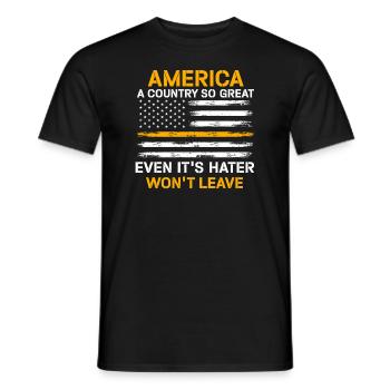 Amerika: Ein Land, das so großartig ist, dass die USA patriotisch sind - Männer T-Shirt - Schwarz - Vorne - AI Model Male 178 light (178cm)