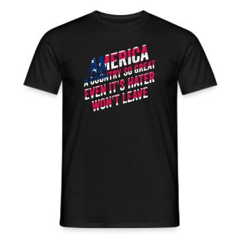 Amerika: Ein Land, das so großartig ist, dass die USA patriotisch sind - Männer T-Shirt - Schwarz - Vorne - AI Model Male 178 light (178cm)