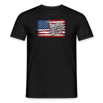 Amerika: Ein Land, das so großartig ist, dass die USA patriotisch sind - Männer T-Shirt - Schwarz - Vorne - AI Model Male 178 light (178cm)
