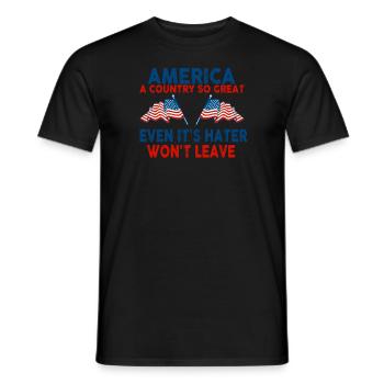 Amerika: Ein Land, das so großartig ist, dass die USA patriotisch sind - Männer T-Shirt - Schwarz - Vorne - AI Model Male 178 light (178cm)