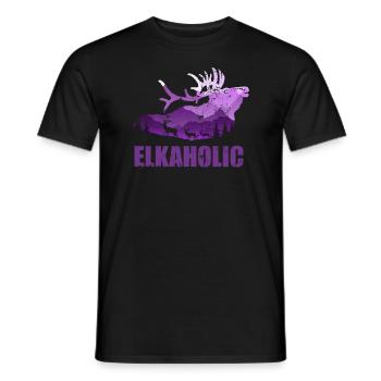 Elk Hunting Elkaholic Hunters - Men's T-Shirt - black - Front - AI Model Male 178 light (178cm)