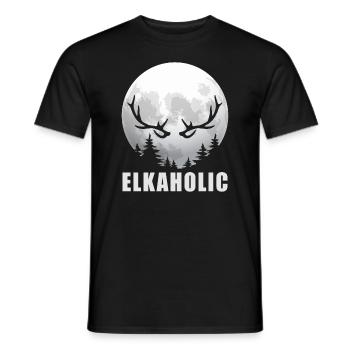 Elk Hunting Elkaholic Hunters - Men's T-Shirt - black - Front - AI Model Male 178 light (178cm)