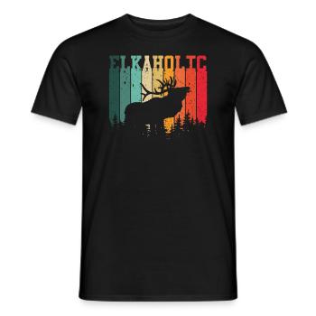 Elk Hunting Elkaholic Hunters - Men's T-Shirt - black - Front - AI Model Male 178 light (178cm)