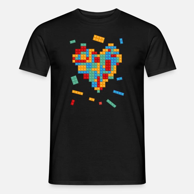 Valentinstag Herz Bausteine Konstrukteur Architekt - Männer T-Shirt - Schwarz
