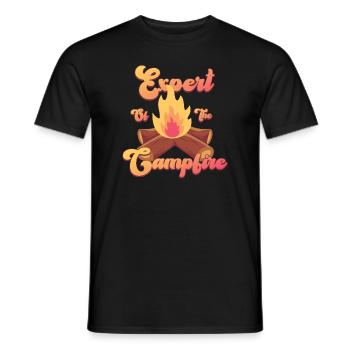 Experte für Camping-Experten am Lagerfeuer - Männer T-Shirt - Schwarz - Vorne - AI Model Male 178 light (178cm)