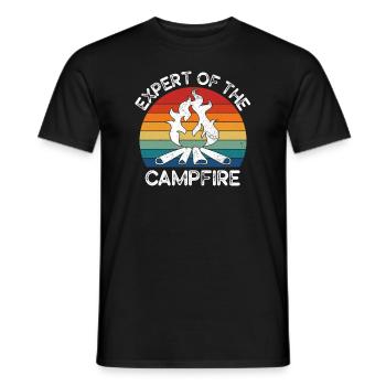 Expert Of Campfire Camping Expert - Men's T-Shirt - black - Front - AI Model Male 178 light (178cm)