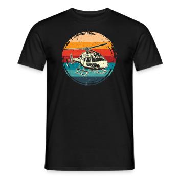 Rotorcraft Silhouette Helicopter Pilot - Men's T-Shirt - black - Front - AI Model Male 178 light (178cm)
