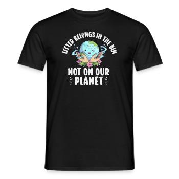 No Littering Anti Littering Earth Day - Men's T-Shirt - black - Front - AI Model Male 178 light (178cm)