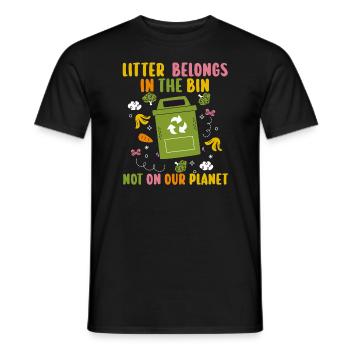 No Littering Anti Littering Earth Day - Men's T-Shirt - black - Front - AI Model Male 178 light (178cm)