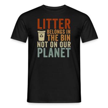 No Littering Anti Littering Earth Day - Men's T-Shirt - black - Front - AI Model Male 178 light (178cm)