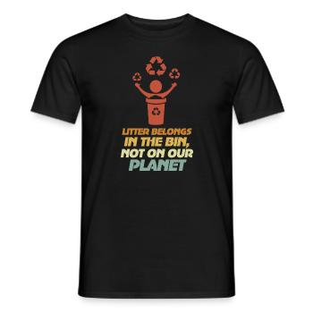 No Littering Anti Littering Earth Day - Men's T-Shirt - black - Front - AI Model Male 178 light (178cm)