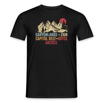 Explorez les montagnes des parcs nationaux de l’Utah - T-shirt homme - noir - Devant - AI Model Male 178 light (178cm)