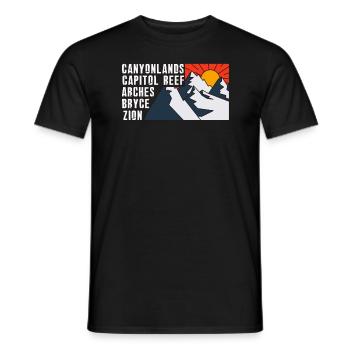 Explorez les montagnes des parcs nationaux de l’Utah - T-shirt homme - noir - Devant - AI Model Male 178 light (178cm)