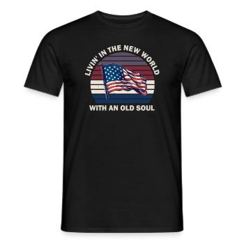Livin dans le Nouveau Monde Vieille Âme - T-shirt homme - noir - Devant - AI Model Male 178 light (178cm)
