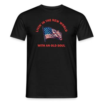 Livin dans le Nouveau Monde Vieille Âme - T-shirt homme - noir - Devant - AI Model Male 178 light (178cm)