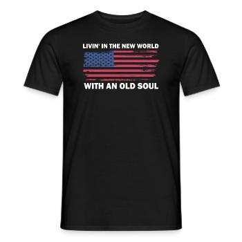 Livin dans le Nouveau Monde Vieille Âme - T-shirt homme - noir - Devant - AI Model Male 178 light (178cm)