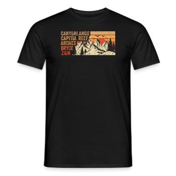 Explorez les montagnes des parcs nationaux de l’Utah - T-shirt homme - noir - Devant - AI Model Male 178 light (178cm)