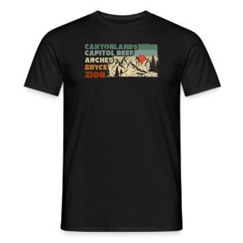 Explorez les montagnes des parcs nationaux de l’Utah - T-shirt homme - noir - Devant - AI Model Male 178 light (178cm)