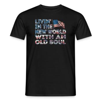 Livin dans le Nouveau Monde Vieille Âme - T-shirt homme - noir - Devant - AI Model Male 178 light (178cm)