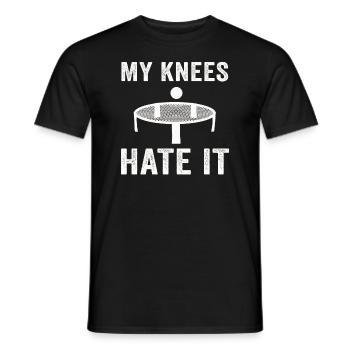 Meine Knie hassen es Roundnet Spike Ball - Männer T-Shirt - Schwarz - Vorne - AI Model Male 178 light (178cm)
