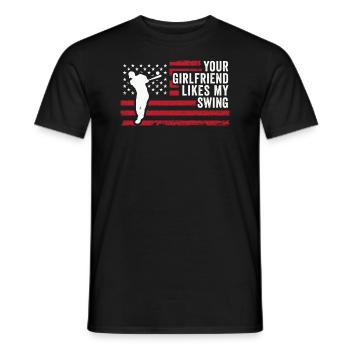 Deine Freundin mag meinen Schwung - Männer T-Shirt - Schwarz - Vorne - AI Model Male 178 light (178cm)