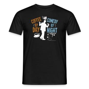 Kaffee bei Tag Comedy bei Nacht Komiker - Männer T-Shirt - Schwarz - Vorne - AI Model Male 178 light (178cm)