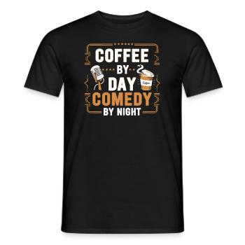 Kaffee bei Tag Comedy bei Nacht Komiker - Männer T-Shirt - Schwarz - Vorne - AI Model Male 178 light (178cm)
