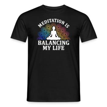 Meditation balanciert mein Leben aus - Männer T-Shirt - Schwarz - Vorne - AI Model Male 178 light (178cm)
