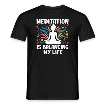 Meditation balanciert mein Leben aus - Männer T-Shirt - Schwarz - Vorne - AI Model Male 178 light (178cm)
