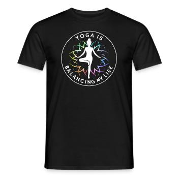 Le yoga équilibre ma vie - T-shirt homme - noir - Devant - AI Model Male 178 light (178cm)