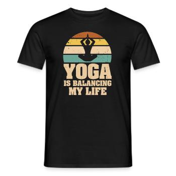 Le yoga équilibre ma vie - T-shirt homme - noir - Devant - AI Model Male 178 light (178cm)