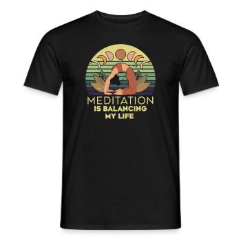 Meditation balanciert mein Leben aus - Männer T-Shirt - Schwarz - Vorne - AI Model Male 178 light (178cm)