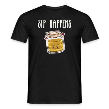 Kombucha Lover Sip Happens Cute Jar - Men's T-Shirt - black - Front - AI Model Male 178 light (178cm)