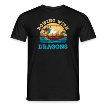 Rowing With Dragons Dragonboat - Men's T-Shirt - black - Front - AI Model Male 178 light (178cm)