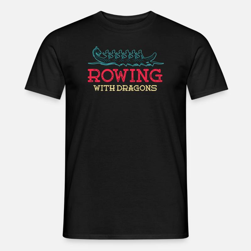 Rudern mit Drachen Drachenboot - Männer T-Shirt - Schwarz