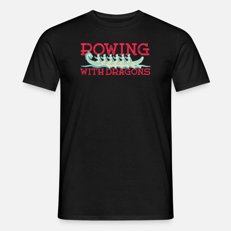 Rudern mit Drachen Drachenboot - Männer T-Shirt - Schwarz