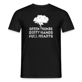 Pouces verts mains sales cœurs pleins - T-shirt homme - noir - Devant - AI Model Male 178 light (178cm)