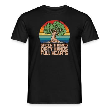 Grüne Daumen Schmutzige Hände Volle Herzen - Männer T-Shirt - Schwarz - Vorne - AI Model Male 178 light (178cm)