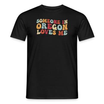Quelqu’un dans l’Oregon m’aime - T-shirt homme - noir - Devant - AI Model Male 178 light (178cm)