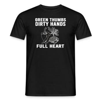 Pouces verts Mains sales Coeurs pleins - T-shirt homme - noir - Devant - AI Model Male 178 light (178cm)