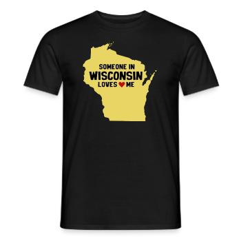 Quelqu’un dans le Wisconsin m’aime - T-shirt homme - noir - Devant - AI Model Male 178 light (178cm)