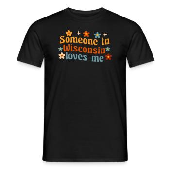 Quelqu’un dans le Wisconsin m’aime - T-shirt homme - noir - Devant - AI Model Male 178 light (178cm)
