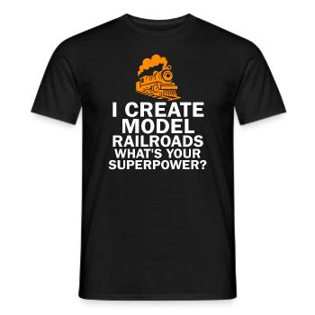 I Create Model Railroads Superpower - Men's T-Shirt - black - Front - AI Model Male 178 light (178cm)