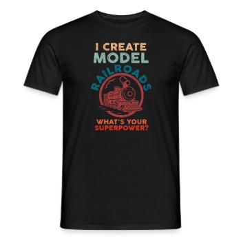 I Create Model Railroads Superpower - Men's T-Shirt - black - Front - AI Model Male 178 light (178cm)