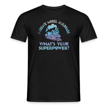 I Create Model Railroads Superpower - Men's T-Shirt - black - Front - AI Model Male 178 light (178cm)