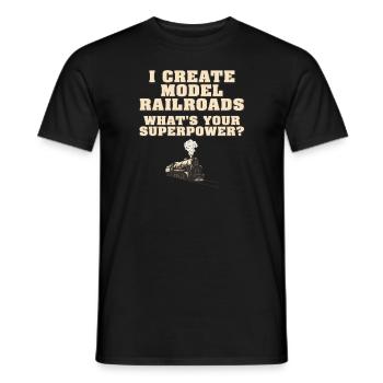 I Create Model Railroads Superpower - Men's T-Shirt - black - Front - AI Model Male 178 light (178cm)