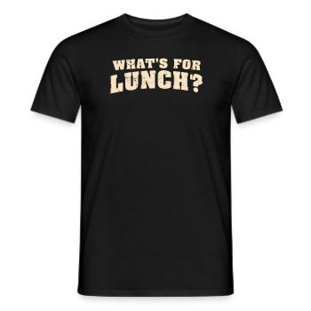 Was gibt es zum Mittagessen? - Männer T-Shirt - Schwarz - Vorne - AI Model Male 178 light (178cm)